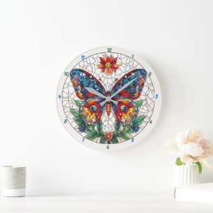Juwelen Tuin Glas in lood Vlinder Bloemen Grote Klok
