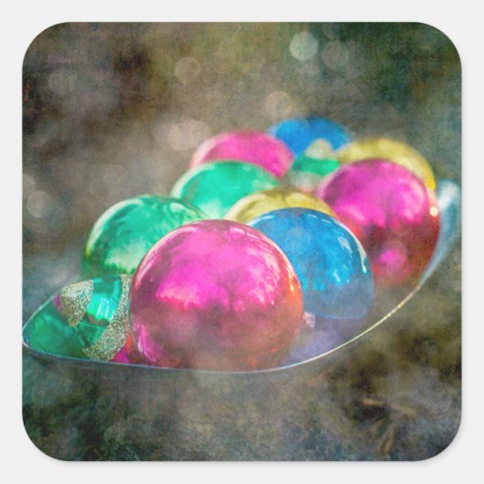 Juwelen van de kerstsieraden vierkante sticker (Voorkant)