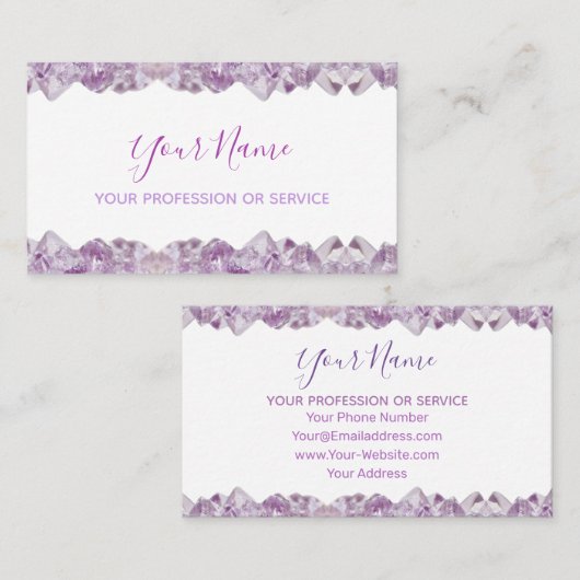 juwelen van edele amethysten visitekaartje (Voorkant / Achterkant)