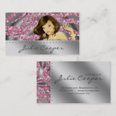 Juwelen Visitekaartje Roze Woman Zebra Silver (Voorkant / Achterkant)