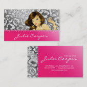 Juwelen Visitekaartje Woman Leopard Pink Silver (Voorkant / Achterkant)