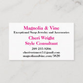 juwelen Visitekaartjes (Achterkant)