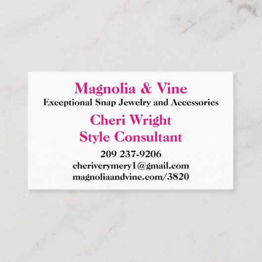 juwelen Visitekaartjes (Achterkant)