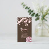 Juwelen Visitekaartjes Bloemkristal roze pink (Staand voorkant)