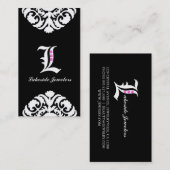 Juwelen Visitekaartjes Damask Monogram Black 2 (Voorkant / Achterkant)