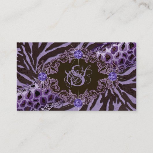 Juwelen Visitekaartjes Dierlijk Zebra Lopard Paars (Voorkant)