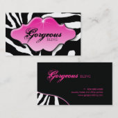 Juwelen Visitekaartjes Dierlijke Zebra Sparkle Roz (Voorkant / Achterkant)
