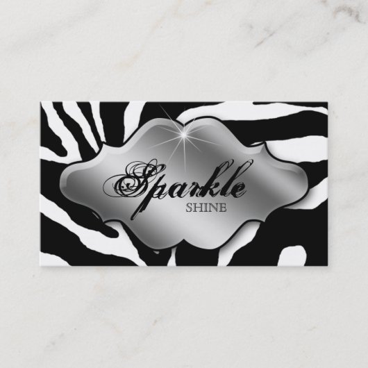 Juwelen Visitekaartjes Dierlijke Zebra Sparkle Sil (Voorkant)