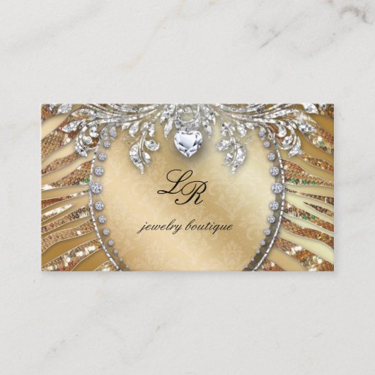 Juwelen Zebra Visitekaartje Gold Sequins Heart (Voorkant)