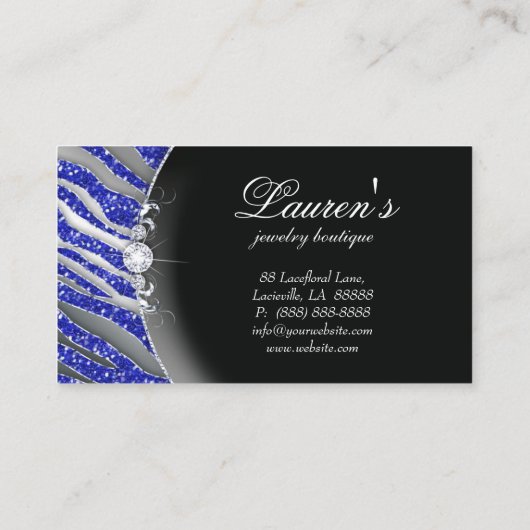 Juwelen Zebra Visitekaartje Sparkle Blue SB (Achterkant)