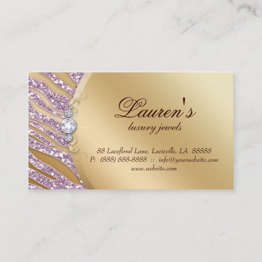 Juwelen Zebra Visitekaartje Sparkle roze Gold (Achterkant)