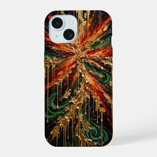 Juwelenexplosie - Levendig Smaragd Paars Roze Goud iPhone 15 Case (Achterkant)