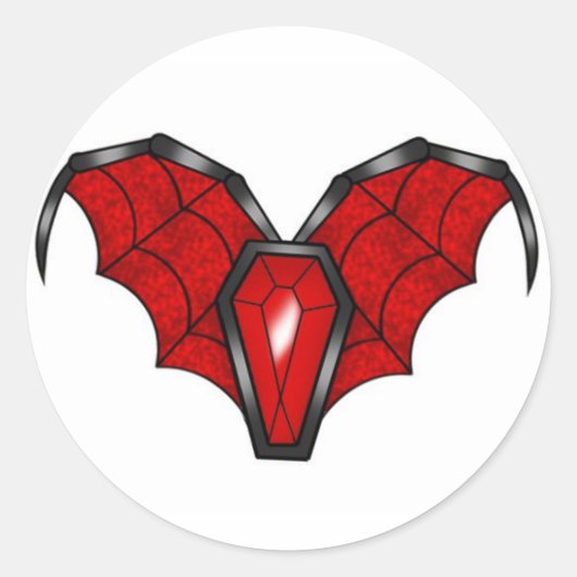 Juwelenkist met vleugels ronde sticker (Voorkant)