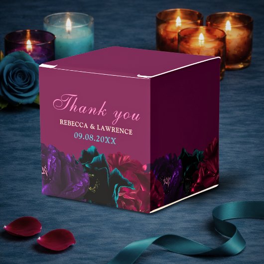 Juwelenkleurig bloemen bruiloft bedankdoosjes