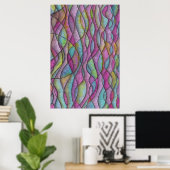 Juwelenkleurige psychedelische golvende abstracte  poster (Thuiskantoor)