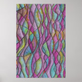 Juwelenkleurige psychedelische golvende abstracte  poster (Voorkant)