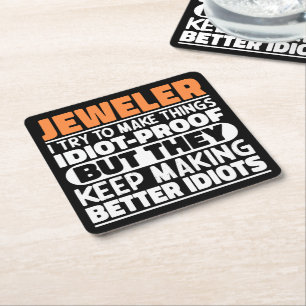 Juwelier Ik probeer dingen grappig te maken gezegd Kartonnen Onderzetters