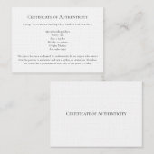 Juwelier Letter Authenticity, Certificate Sjabloon Visitekaartje (Voorkant / Achterkant)