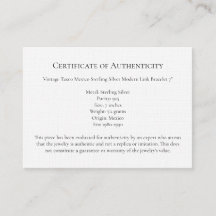 Juwelier Letter Authenticity, Certificate Sjabloon