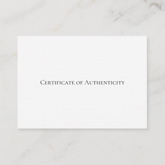 Juwelier Letter Authenticity, Certificate Sjabloon Visitekaartje (Achterkant)