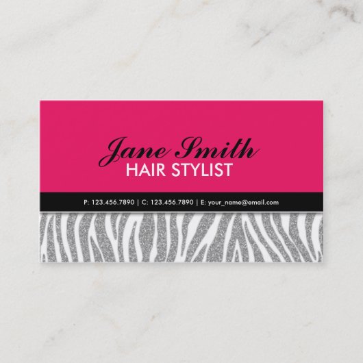 Juwelier Zebra Print Diamond Sparkle Visitekaartje (Voorkant)