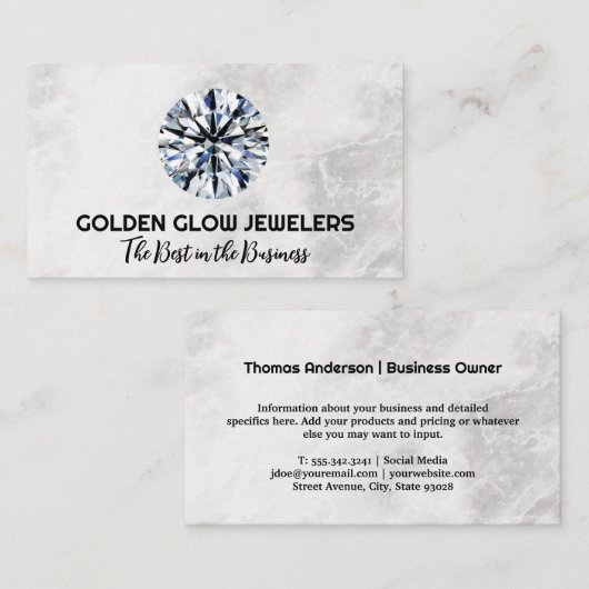 juwelierszaak | diamantsnede visitekaartje (Voorkant / Achterkant)