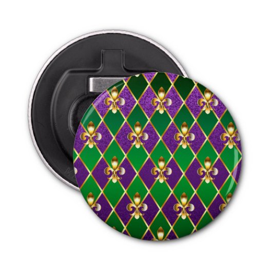 Juwelry Background Mardi Gras Button Flesopener (Voorkant)