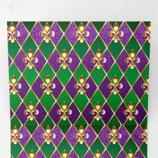 Juwelry Background Mardi Gras Drieluik Kaart (Binnenzijde eerst)