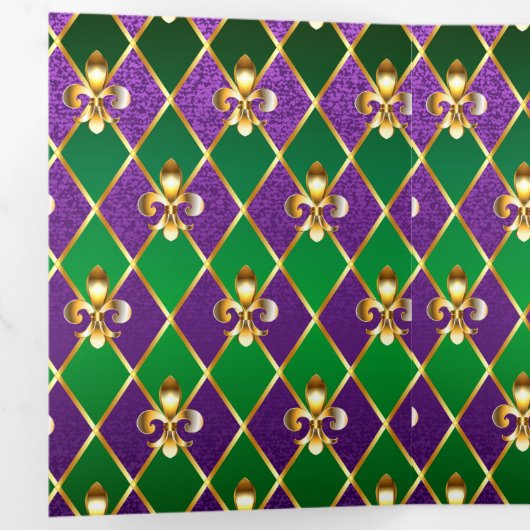 Juwelry Background Mardi Gras Drieluik Wenskaart (Binnenzijde eerst)