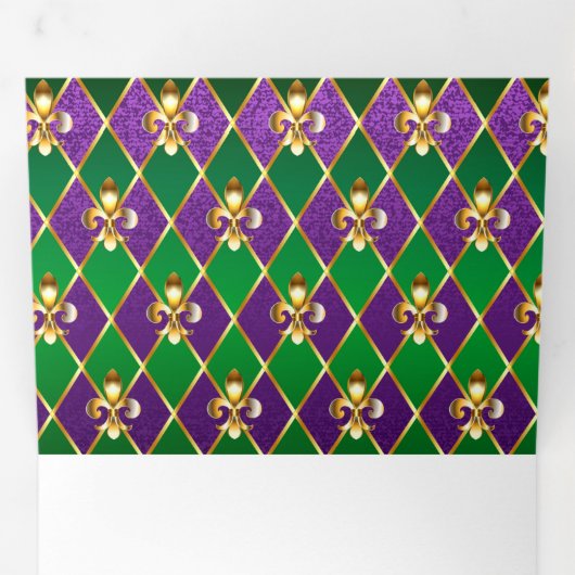 Juwelry Background Mardi Gras Drieluik Wenskaart (Binnenzijde eerst)