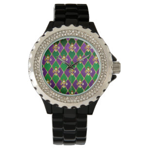 Juwelry Background Mardi Gras Horloge