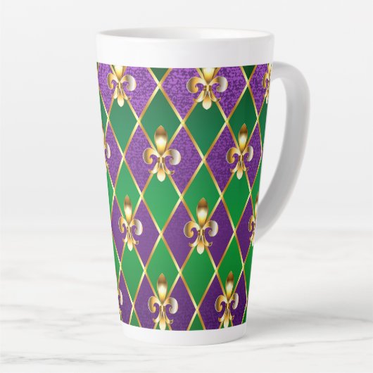 Juwelry Background Mardi Gras Latte Mok (Rechterhoek)