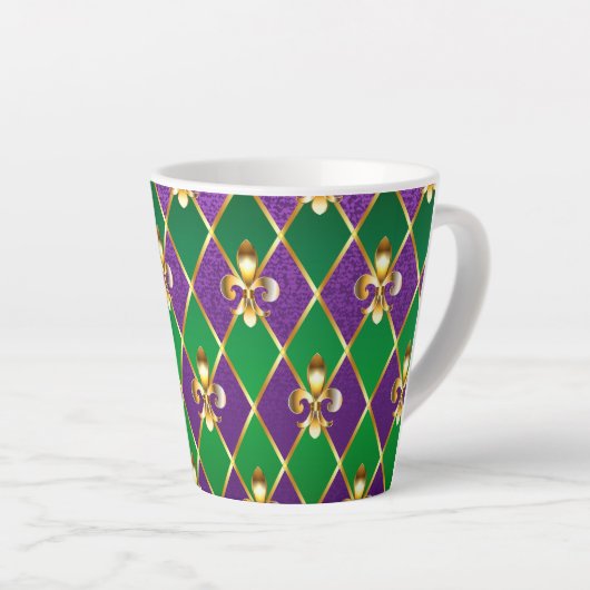 Juwelry Background Mardi Gras Latte Mok (Rechterhoek)
