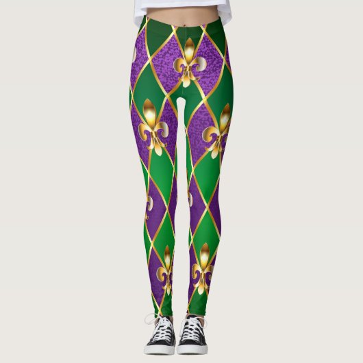 Juwelry Background Mardi Gras Leggings (Voorkant)