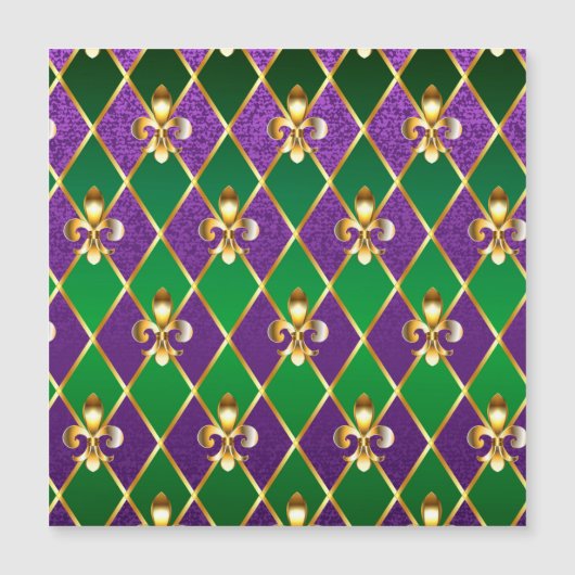 Juwelry Background Mardi Gras Magnetische Uitnodiging (Voorkant)