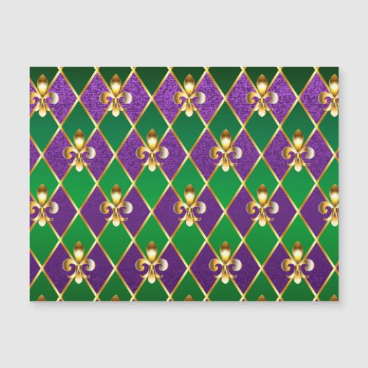 Juwelry Background Mardi Gras Magnetische Uitnodiging (Voorkant)