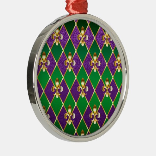 Juwelry Background Mardi Gras Metalen Ornament (Rechts)