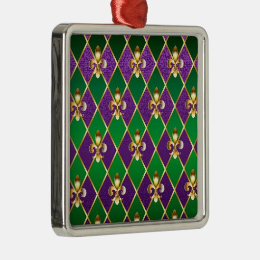 Juwelry Background Mardi Gras Metalen Ornament (Rechts)