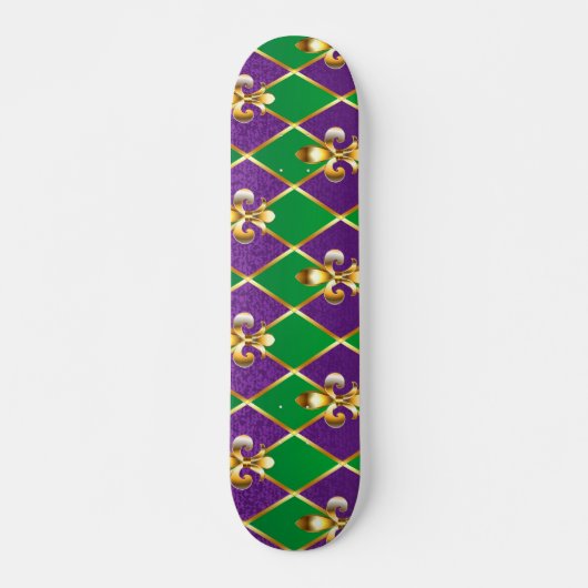 Juwelry Background Mardi Gras Persoonlijk Skateboard (Voorkant)