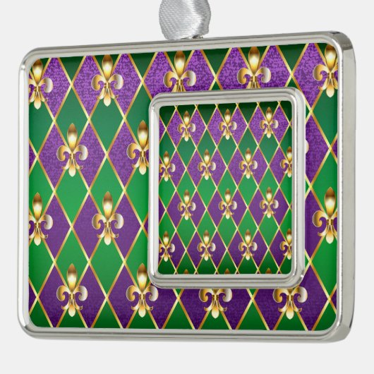 Juwelry Background Mardi Gras Verzilverd Omlijst Ornament (Links)