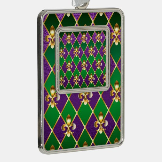 Juwelry Background Mardi Gras Verzilverd Omlijst Ornament (Rechts)