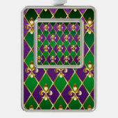 Juwelry Background Mardi Gras Verzilverd Omlijst Ornament (Voorkant)