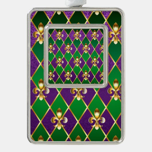 Juwelry Background Mardi Gras Verzilverd Omlijst Ornament (Voorkant)