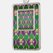 Juwelry Background Mardi Gras Verzilverd Omlijst Ornament (Links)