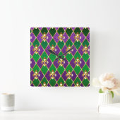 Juwelry Background Mardi Gras Vierkante Klok (Huis)