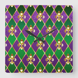 Juwelry Background Mardi Gras Vierkante Klok