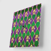 Juwelry Background Mardi Gras Vierkante Klok (Hoek)