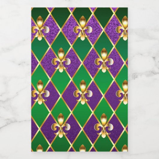 Juwelry Background Mardi Gras Wijn Etiket (Enkel label)