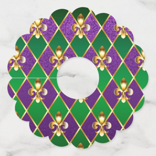 Juwelry Background Mardi Gras Wijnglaslabel (Voorkant)