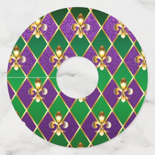 Juwelry Background Mardi Gras Wijnglaslabel (Voorkant)